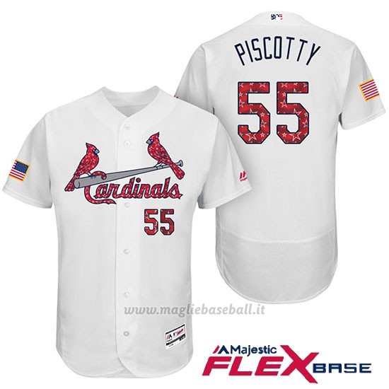 Maglia Baseball Uomo St. Louis Cardinals 2017 Estrellas y Rayas Stephen Piscotty Bianco Flex Base